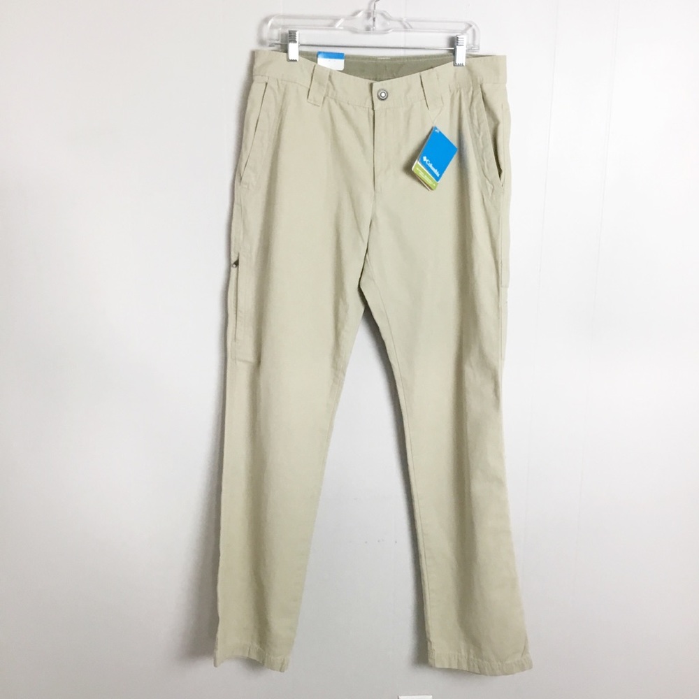 Columbia Regular Khaki Light Tan Mens Pants Size 34X34 Omni-Shield New